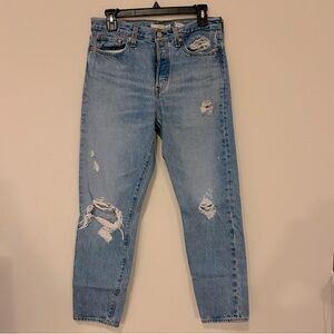 Levi's Jeans Wedgie Straight Leg Button Fly Light Wash Blue Denim Womens 29 Hole